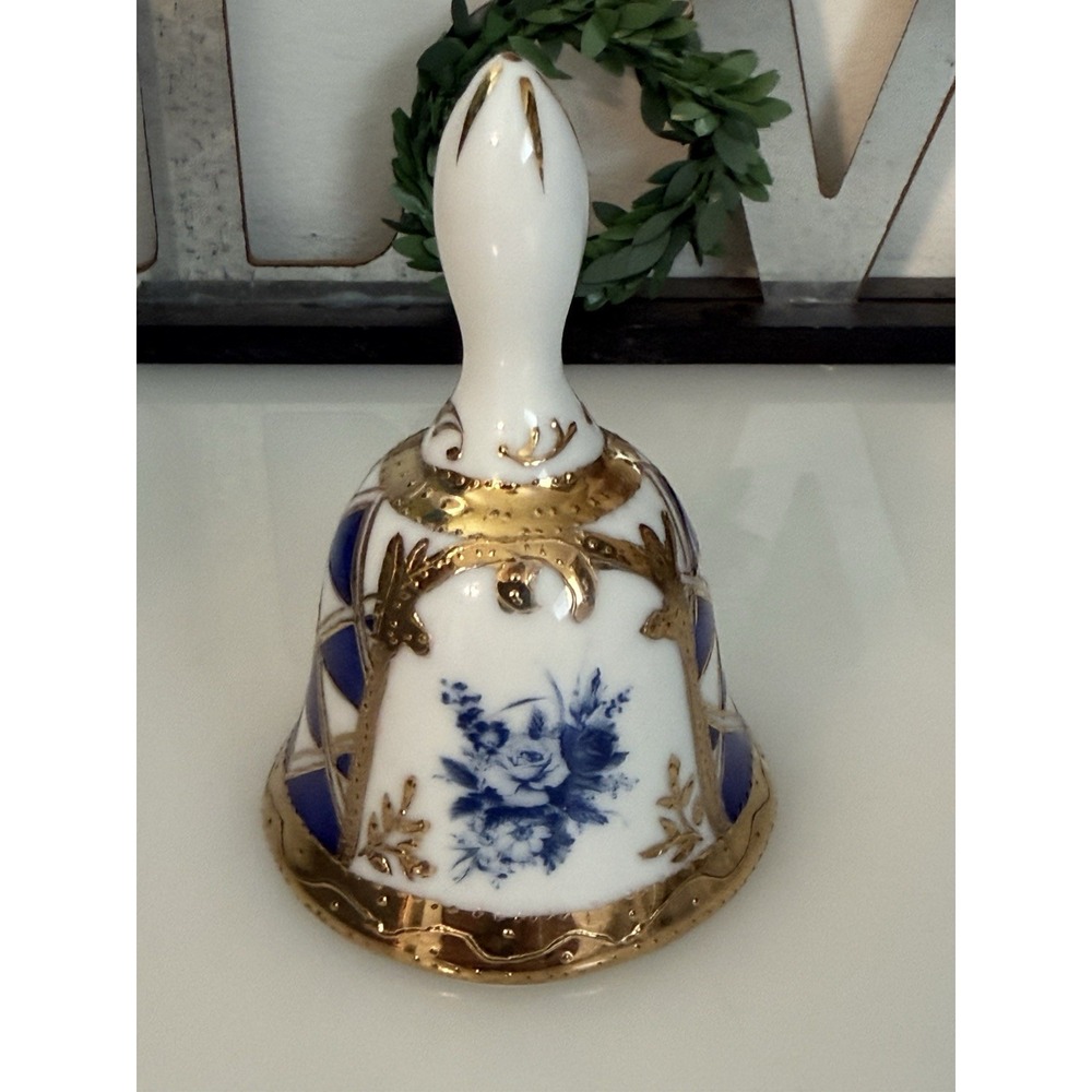 KPM Freiheitsglocke 1950's Bell White Gold Hnad Painted Porcelain Berlin Germany